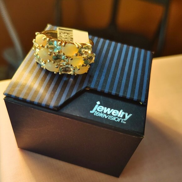 Sterling Silver Blue Topaz & Opal Ring • Oval Gemstones • New with Tag - Picture 12 of 12